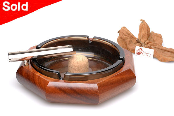 RO-EL Pipe Ashtray Briar/Glass with Cigars tray